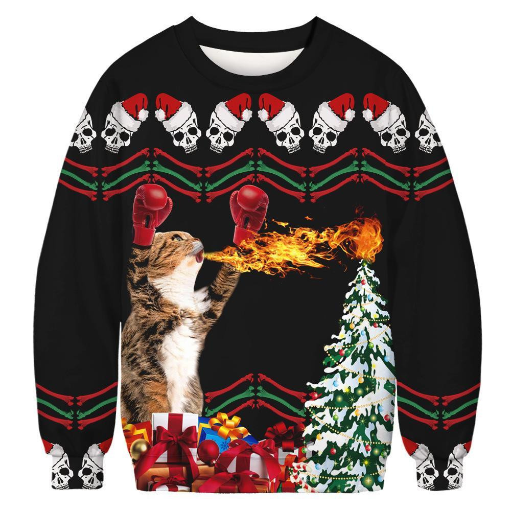 Cats Merry Christmas Ugly Christmas Sweater Adult 3D Funny Matching for family