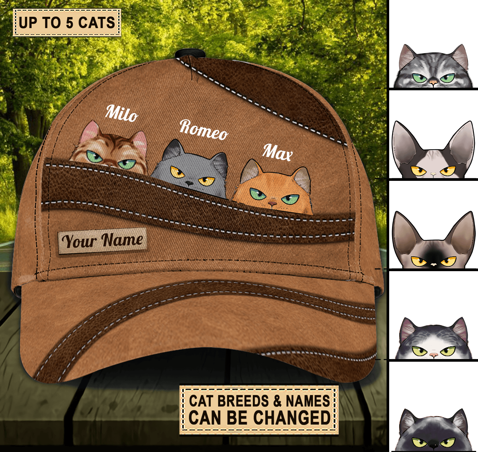 Cats Personalized Classic Cap, Personalized Gift for Cat Lovers, Cat Mom, Cat Dad Trucker Hats Custom Hats Gifts For Men & Women