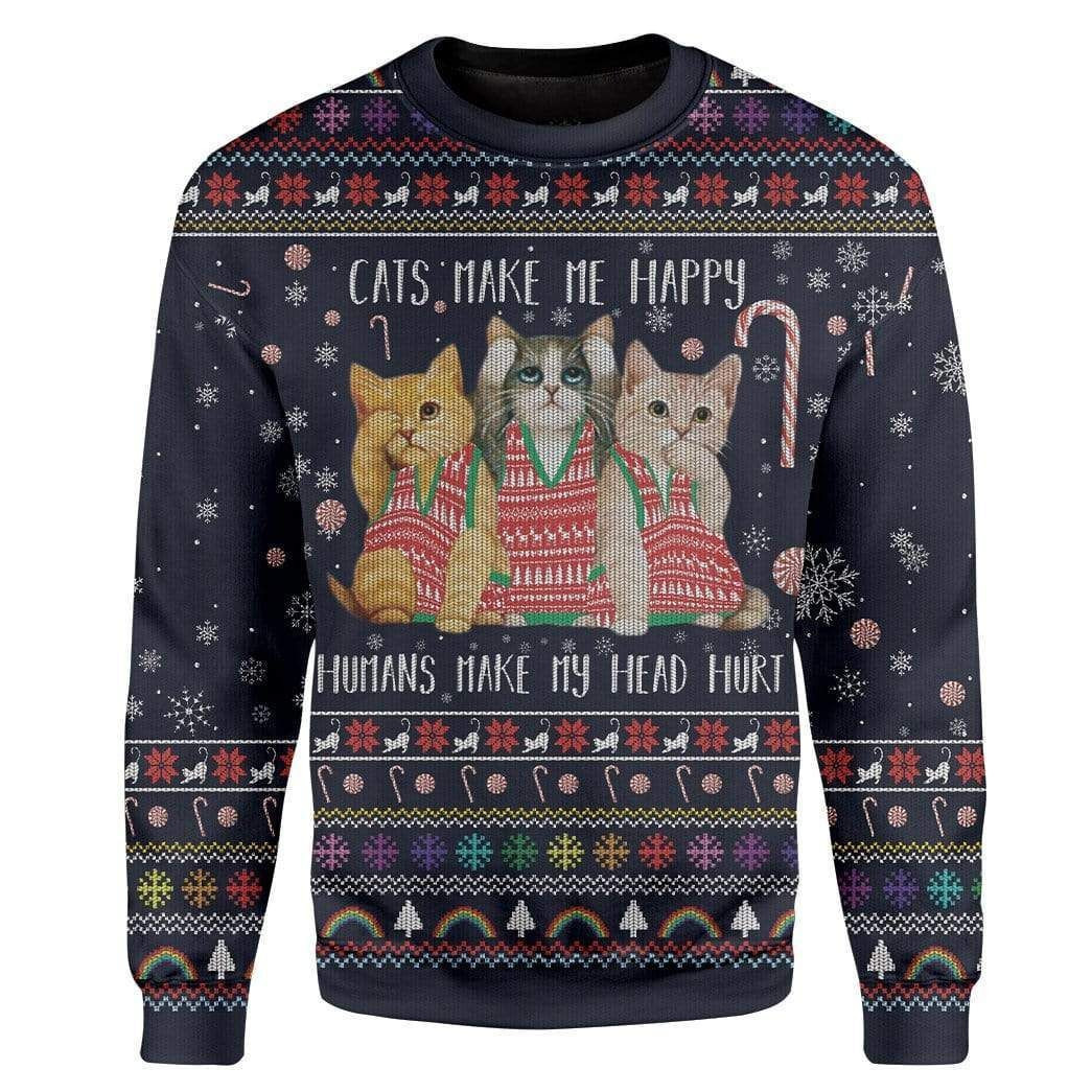 Cats Ugly Christmas Sweater Adult 3D Funny Matching for family