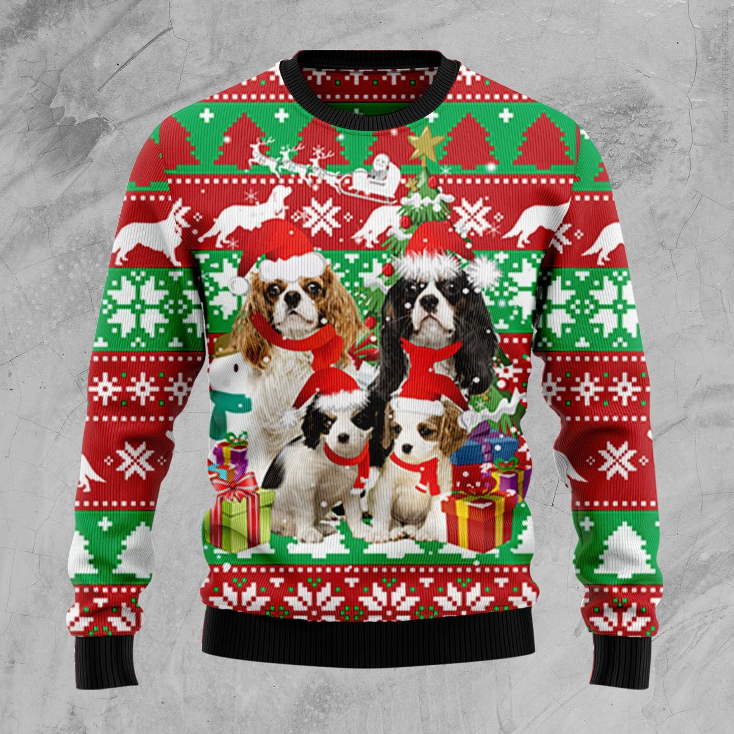 Cavalier King Charles Spaniel Family Ugly Christmas Sweater Adult 3D Funny Matching for family