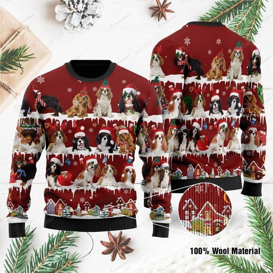 Cavalier King Charles Spaniel Ugly Christmas Sweater Adult 3D Funny Matching for family