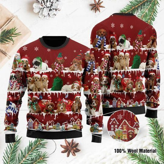 Cavoodle Dog Ugly Christmas Sweater Adult 3D Funny Matching for family
