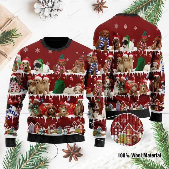 Cavoodle Ugly Christmas Sweater Adult 3D Funny Matching for family