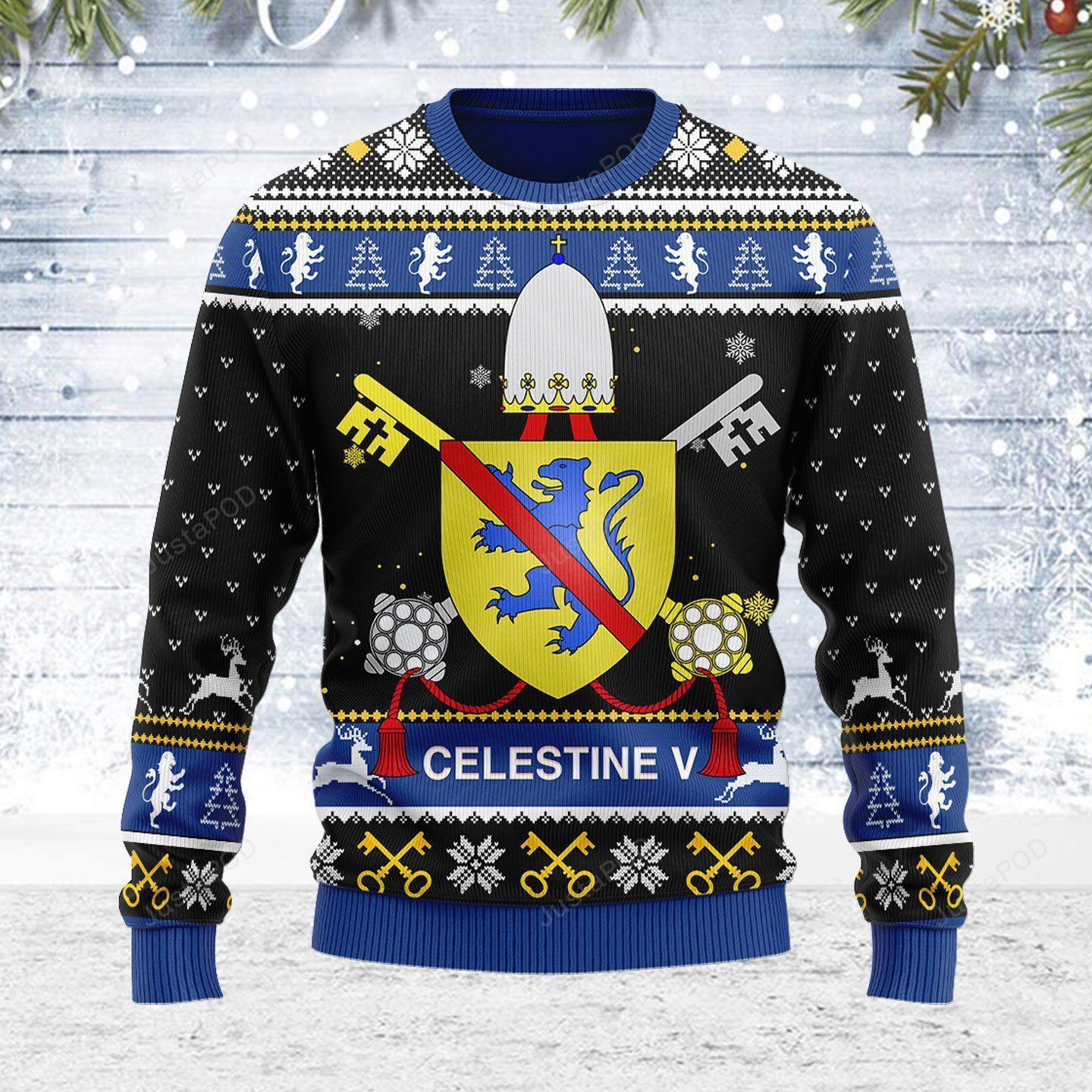 Celestine V Coat Of Arms Ugly Christmas Sweater Adult 3D Funny Matching for family