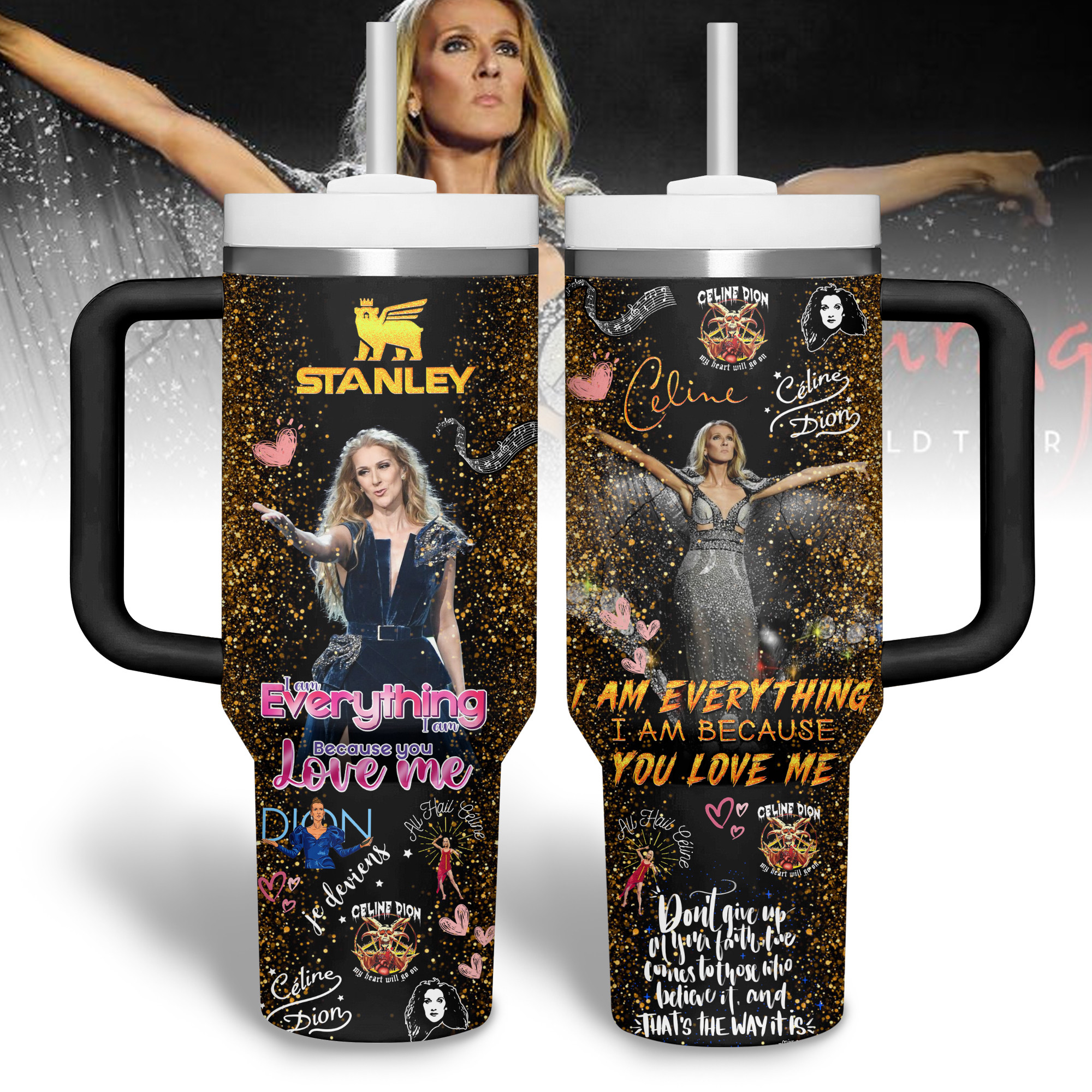 Celine Dion Music Custom Stanley Cup 40 oz 30 oz Tumbler With HandleTVC2301336