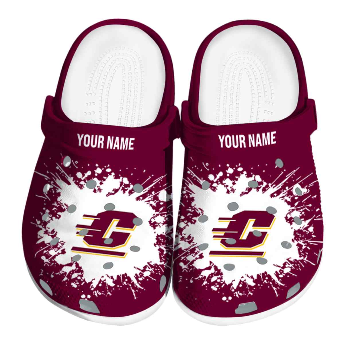 Central Michigan Chippewas NCAA Sport Crocs Crocband Clogs Shoes Comfortable For Men Women and Kids