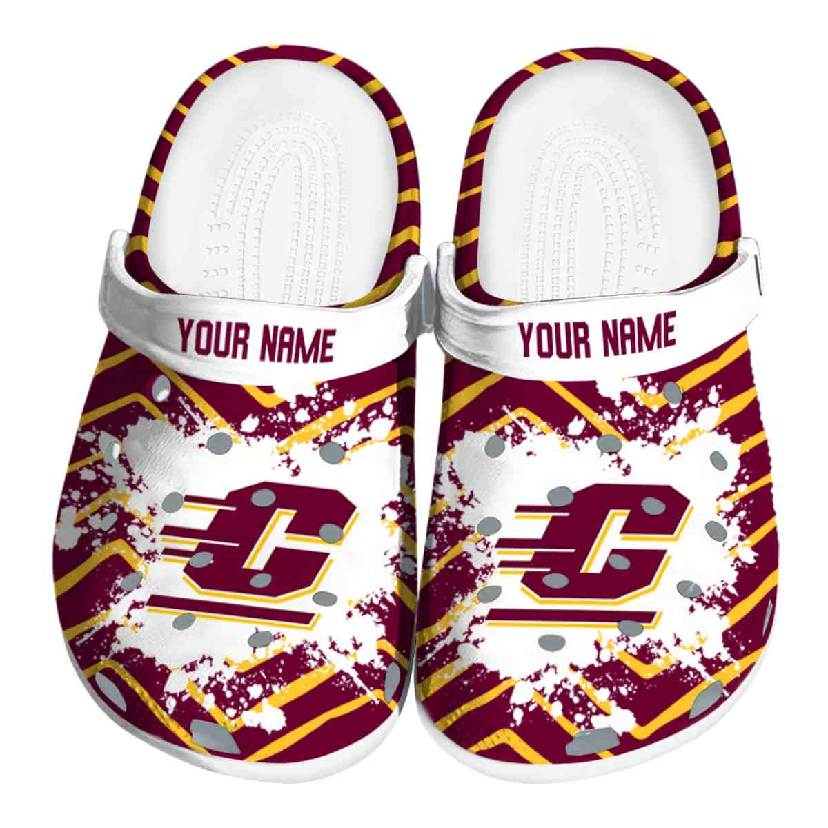 Central Michigan Chippewas NCAA Sport Crocs Crocband Clogs Shoes Comfortable For Men Women and Kids