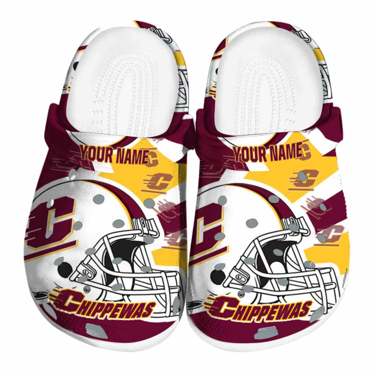 Central Michigan Chippewas NCAA Sport Crocs Crocband Clogs Shoes Comfortable For Men Women and Kids
