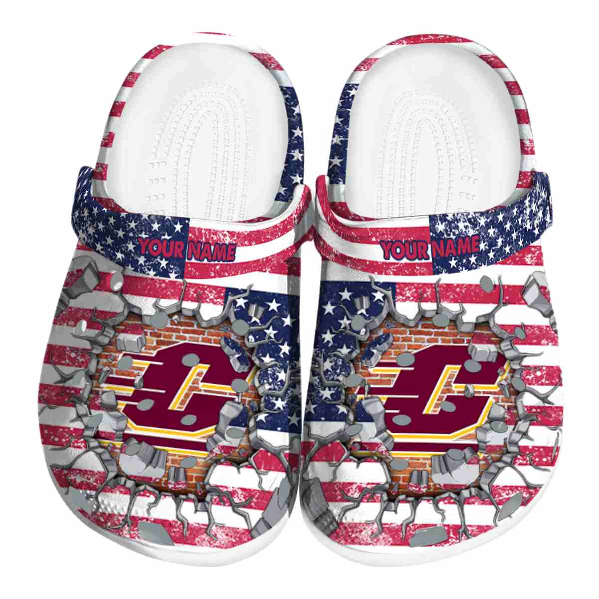 Central Michigan Chippewas NCAA Sport Crocs Crocband Clogs Shoes Comfortable For Men Women and Kids