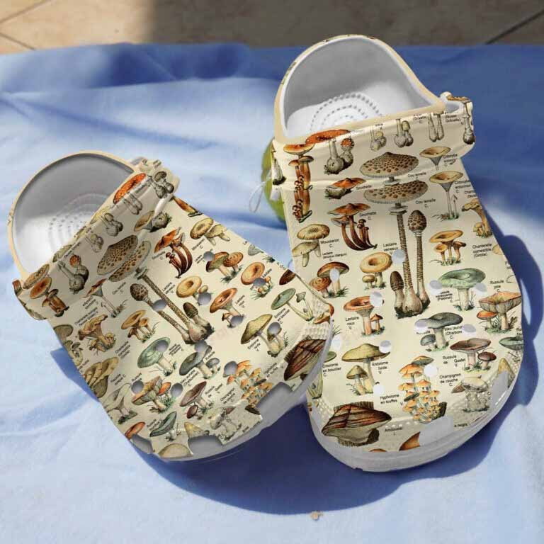 Champignon Mushroom Vintage Camping Clogs Shoes Gifts - Mushroom Bibliography Shoes