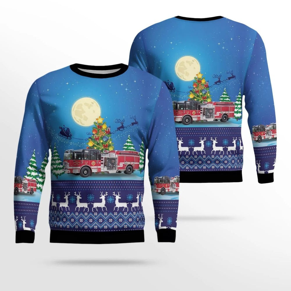 Channahon Illinois Channahon Fire Protection District AOP Ugly Sweater Xmas Unisex Sweater Christmas Gifts For Men Women