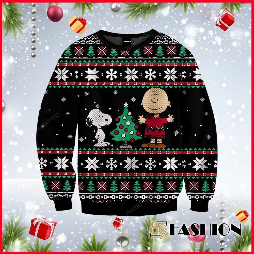Charlie Brown And Snoopy Ugly Christmas Sweater Adult 3D Funny Matching for family