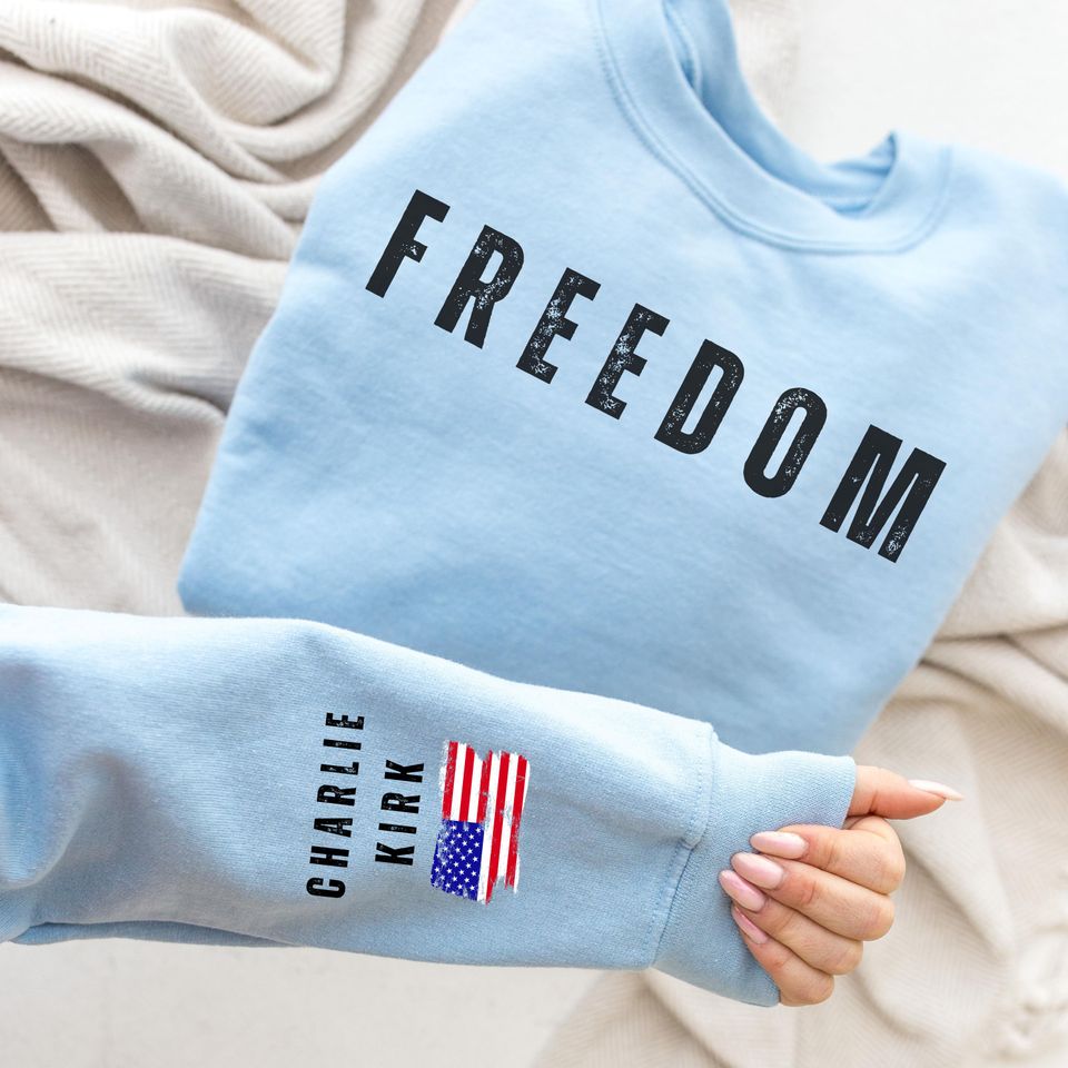 Charlie Kirk Freedom Sweatshirt, Charlie Kirk USA Flag Sweatshirt, Charlie Kirk Sweatshirt, justice for Charlie Kirk - Image 5