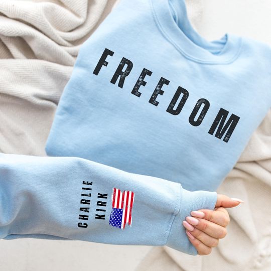Charlie Kirk Freedom Sweatshirt, Charlie Kirk USA Flag Sweatshirt, Charlie Kirk Sweatshirt, justice for Charlie Kirk - Image 11