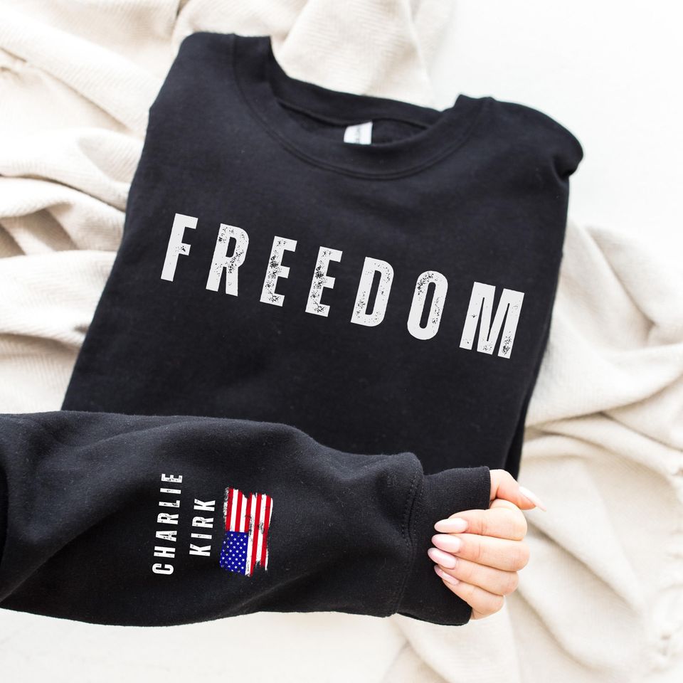 Charlie Kirk Freedom Sweatshirt, Charlie Kirk USA Flag Sweatshirt, Charlie Kirk Sweatshirt, justice for Charlie Kirk - Image 4