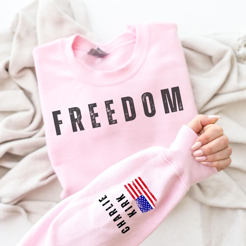 Charlie Kirk Freedom Sweatshirt, Charlie Kirk USA Flag Sweatshirt, Charlie Kirk Sweatshirt, justice for Charlie Kirk - Image 6
