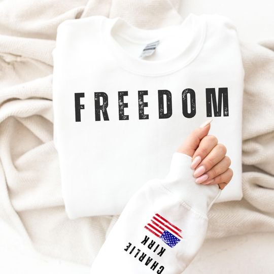 Charlie Kirk Freedom Sweatshirt, Charlie Kirk USA Flag Sweatshirt, Charlie Kirk Sweatshirt, justice for Charlie Kirk - Image 9