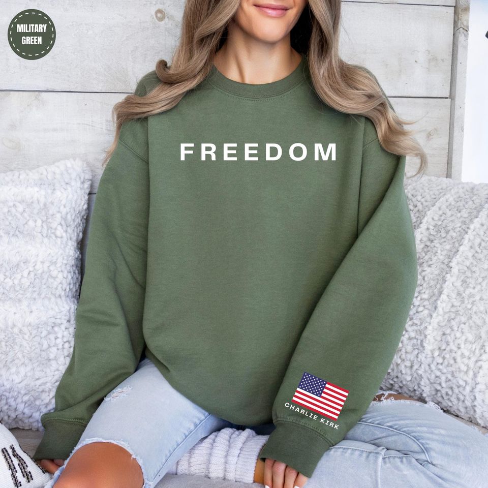 Charlie Kirk Freedom Sweatshirt - In Memory of Charlie Kirk Crewneck - Turning Point Sweatshirt - Image 5