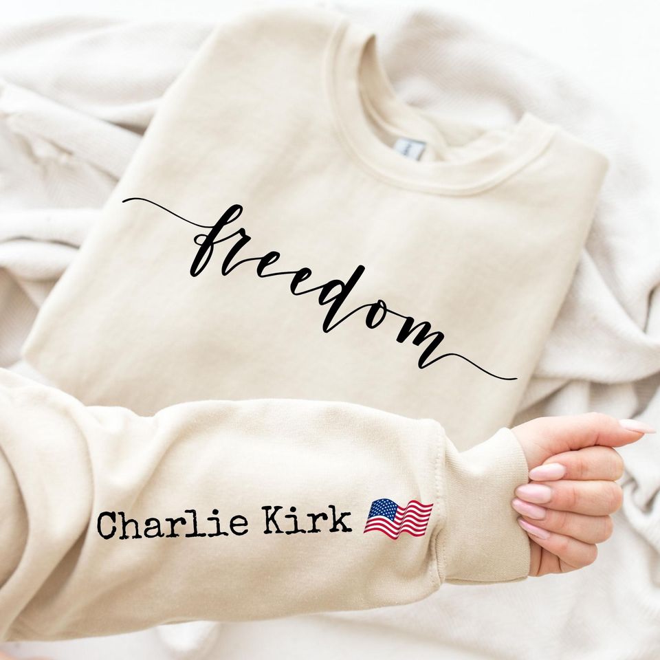 Charlie Kirk Freedom Sweatshirt, Unisex Cotton Graphic Sweatshirt