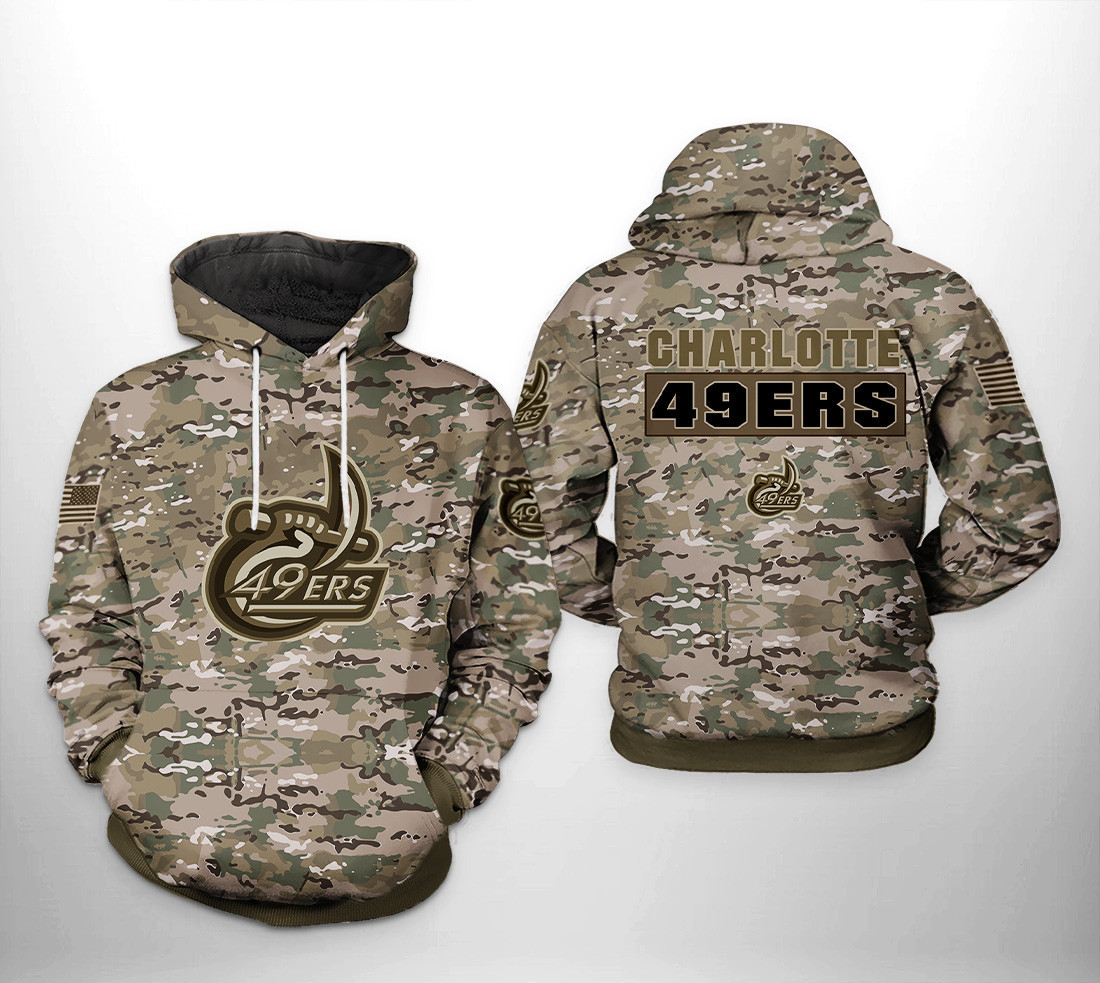 Charlotte 49ers NCAA Camo Veteran 3D All Over Print Hoodie, Zip Hoodie