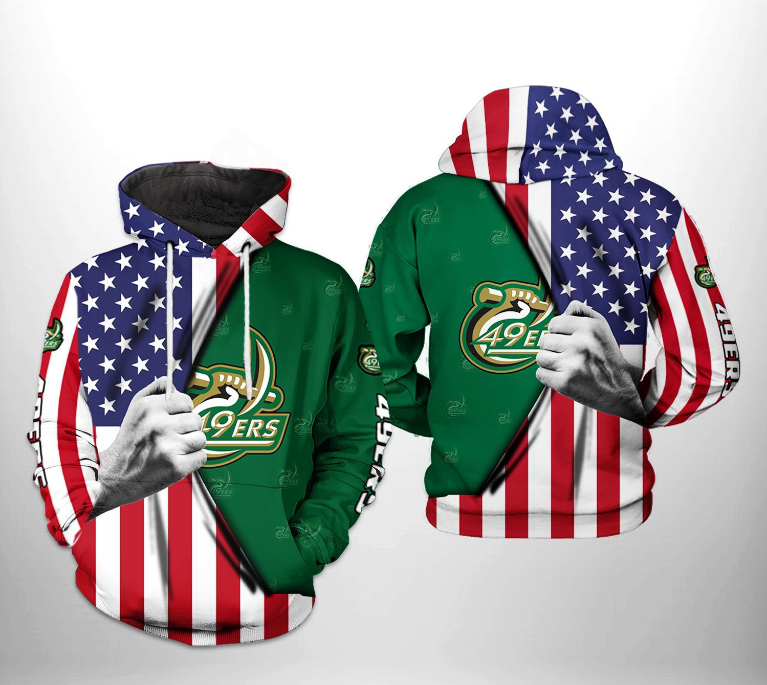 Charlotte 49ers NCAA US FLag 3D All Over Print Hoodie, Zip Hoodie