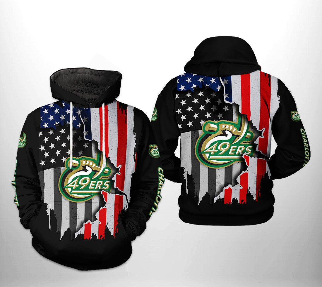 Charlotte 49ers NCAA US Flag 3D All Over Print Hoodie, Zip Hoodie
