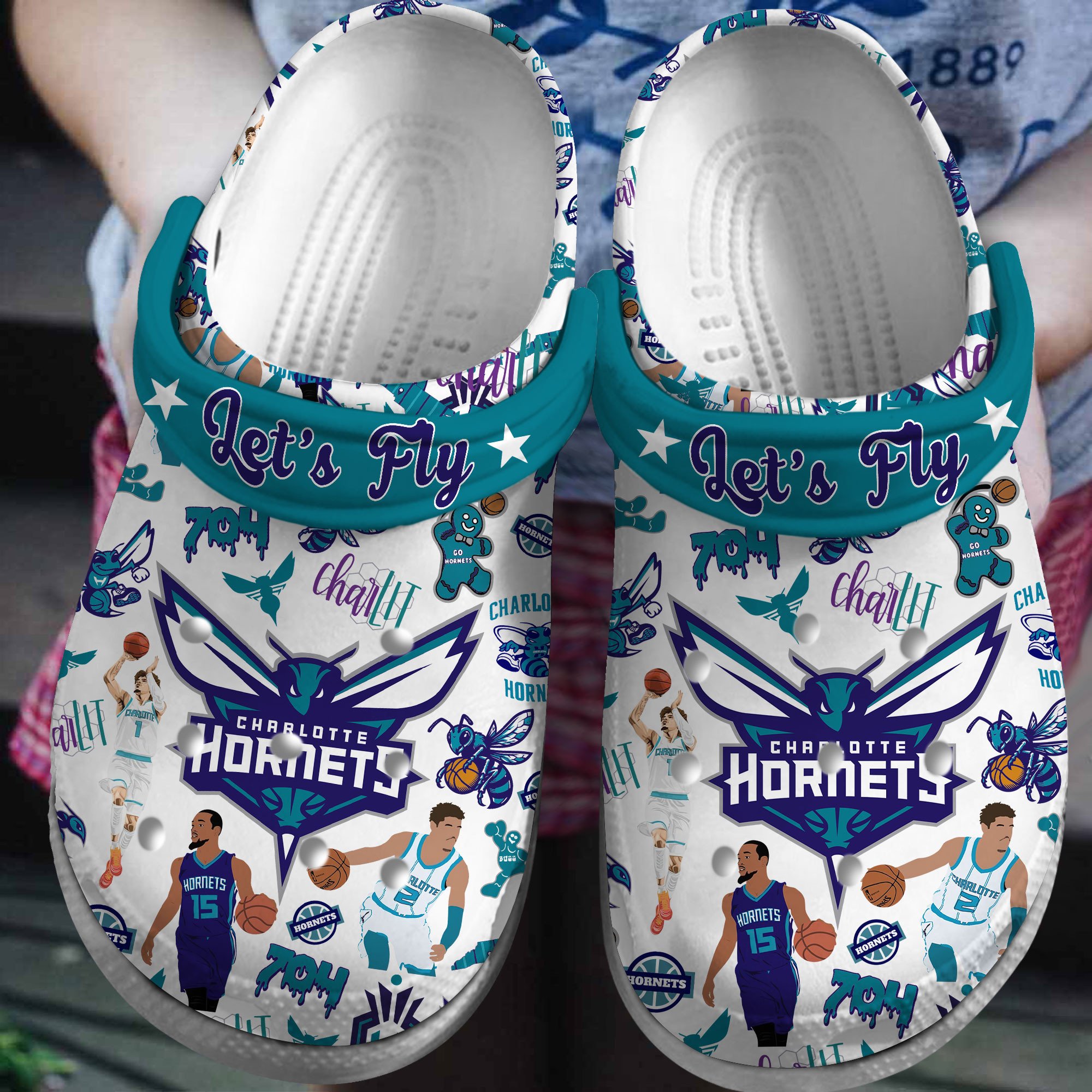 Charlotte Hornets NBA Sport Crocs Crocband Clogs Shoes Comfortable For Men Women and Kids