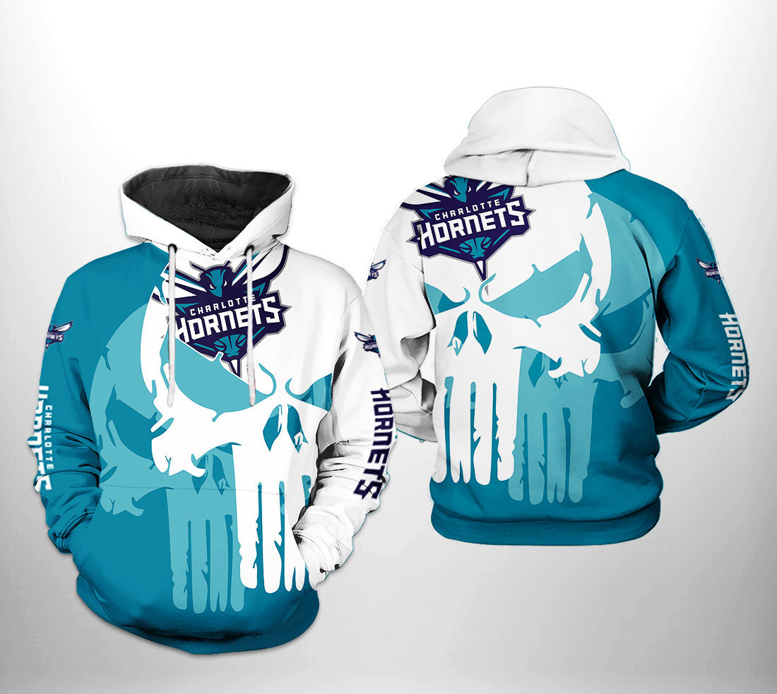 Charlotte Hornets NBA Team Skull 3D All Over Print Hoodie, Zip Hoodie