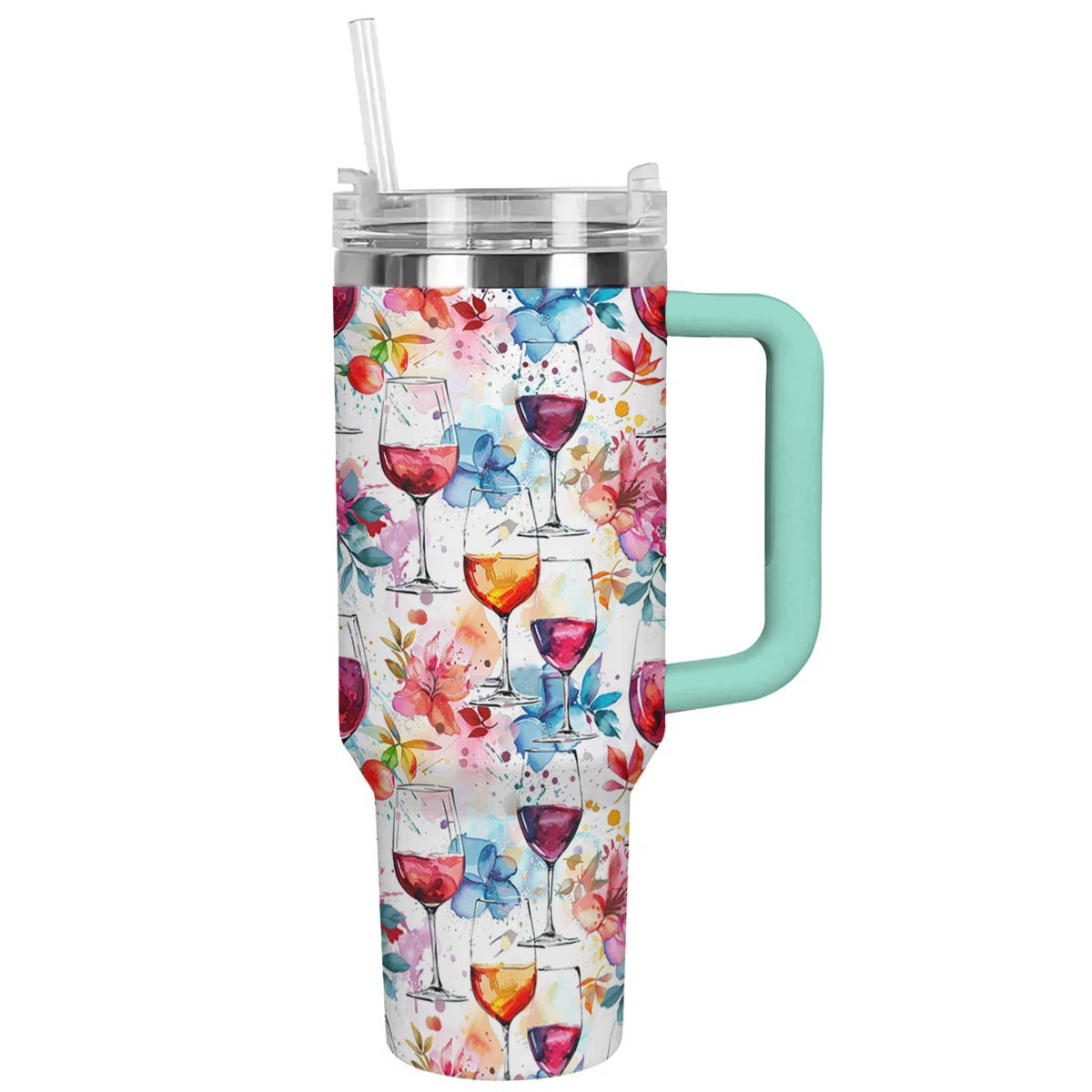 Charming Wine With Floral Custom Stanley Cup 40 oz 30 oz Tumbler With HandleTVC2301790