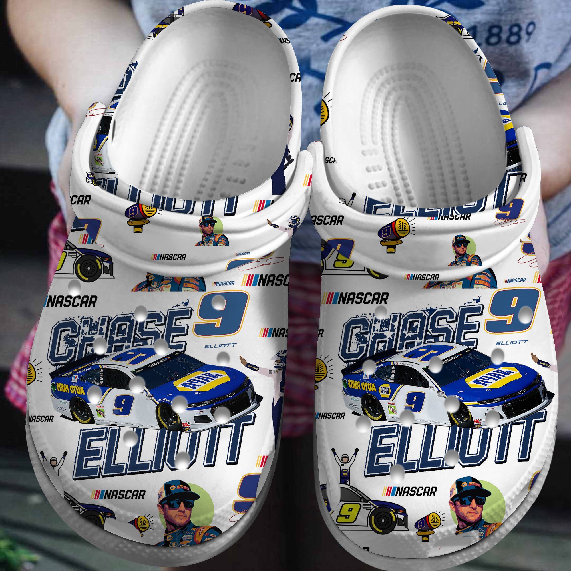 Chase Elliott NASCAR Sport Crocs Crocband Clogs Shoes Comfortable For Men Women and Kids