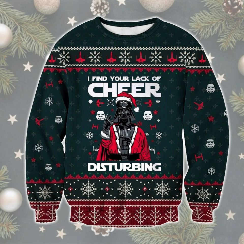 Cheer Disturbing Christmas Ugly Sweater, Horror Character
