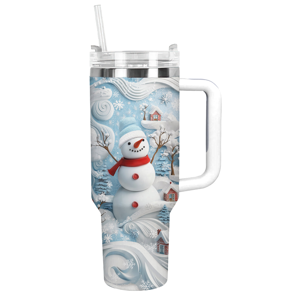 Cheerful Christmas Snowman Custom Stanley Cup 40 oz 30 oz Tumbler With HandleTVC2301489