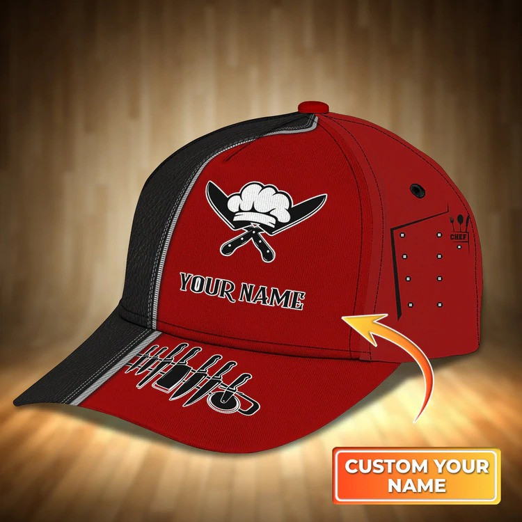 Chef Cook Personalized Name Cap 3D Classic Cap for Chef Trucker Hats Custom Hats Gifts For Men & Women