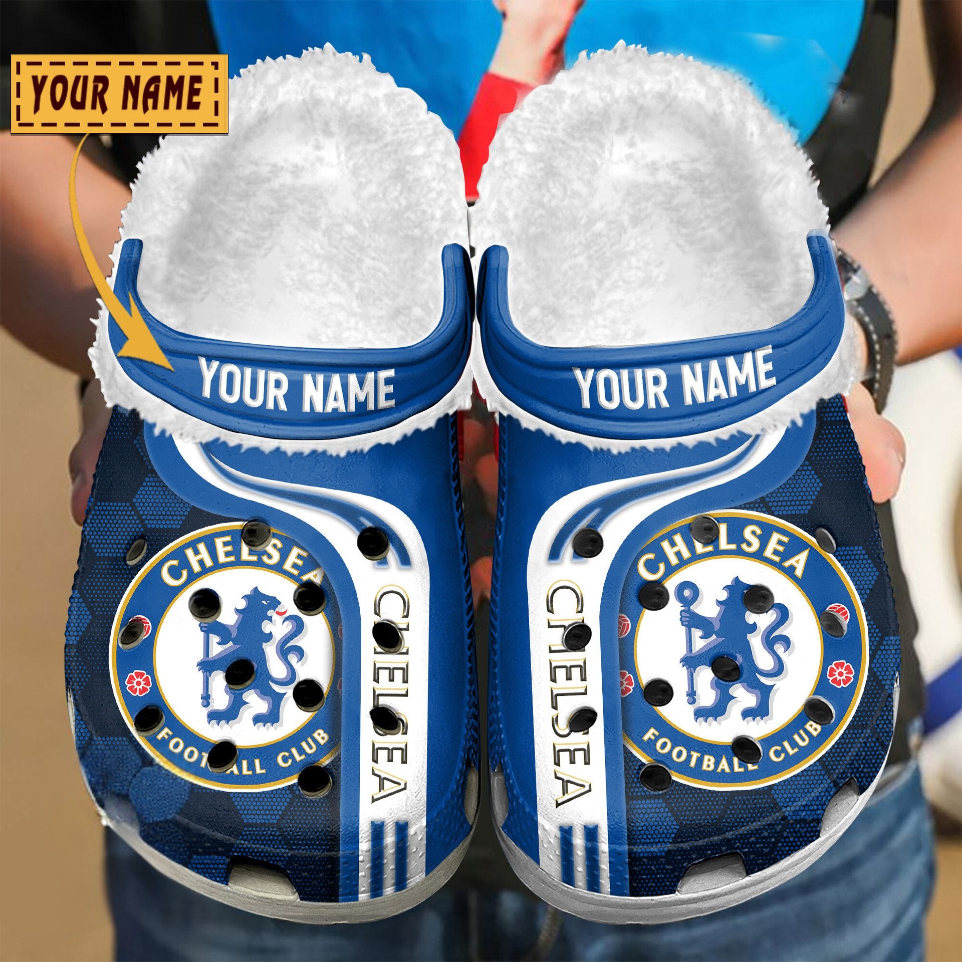 Chelsea EPL Crocs Crocband Fleece Lined Clogs Shoes Comfortable For Men Women and Kids In Winter
