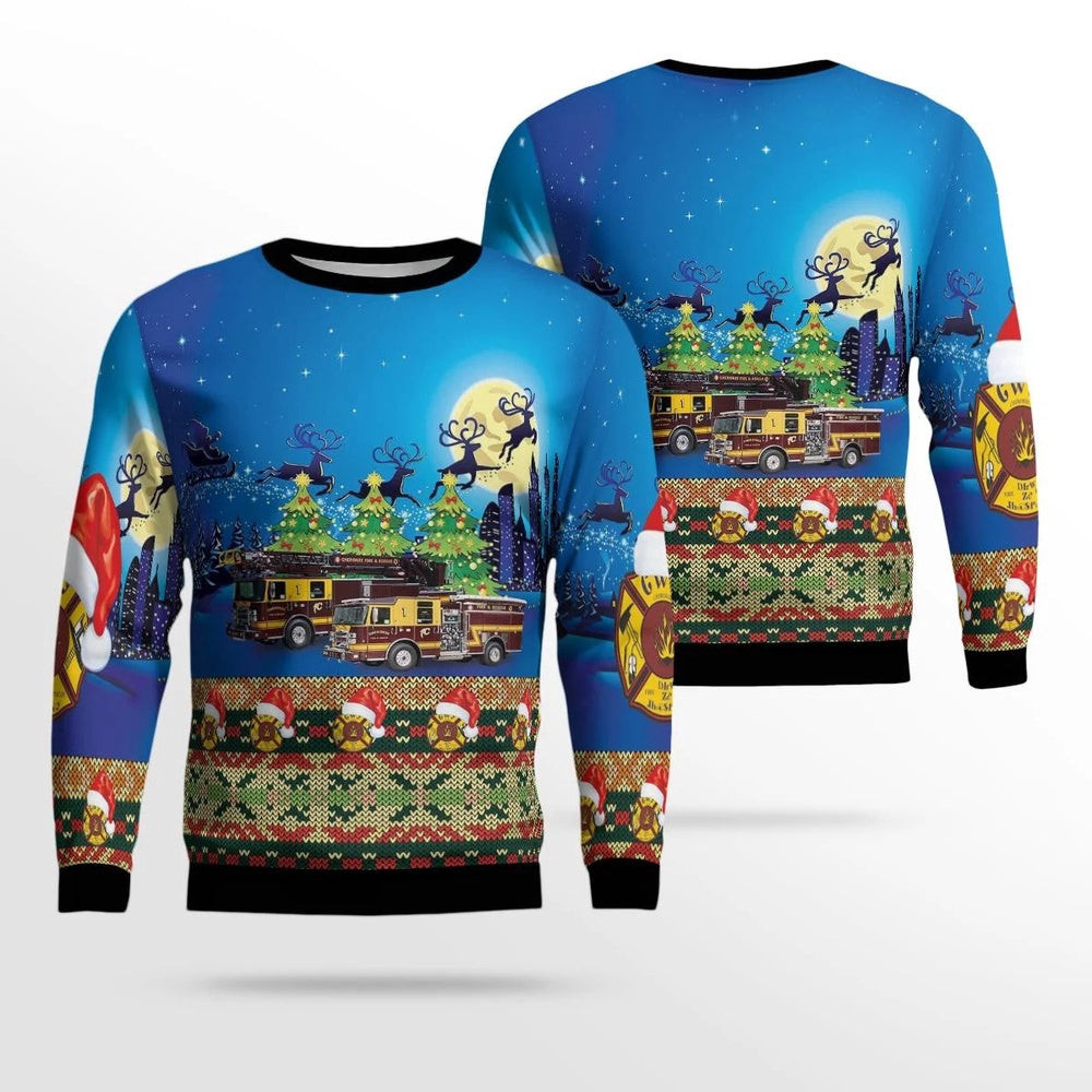 Cherokee North Carolina Cherokee Fire Rescue AOP Ugly Sweater Xmas Unisex Sweater Christmas Gifts For Men Women