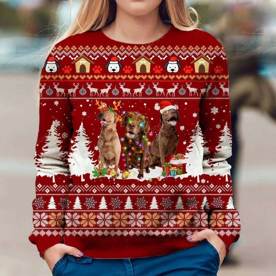 Chesapeake Bay Retriever Ugly Christmas Sweater Adult 3D Funny Matching for family