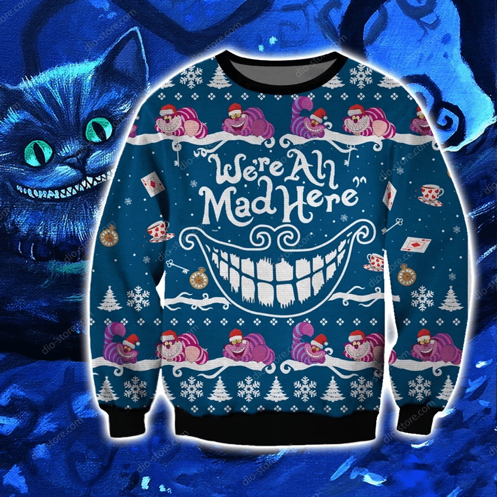 Cheshire Cat Knitting Pattern 3D Print Ugly Christmas Sweater Adult 3D Funny Matching for family