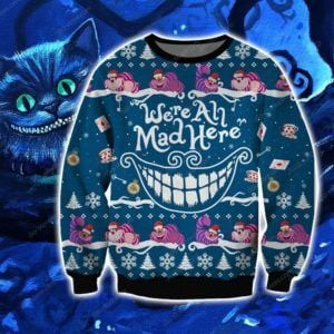 Cheshire Cat Ugly Christmas Sweater Adult 3D Funny Matching for family