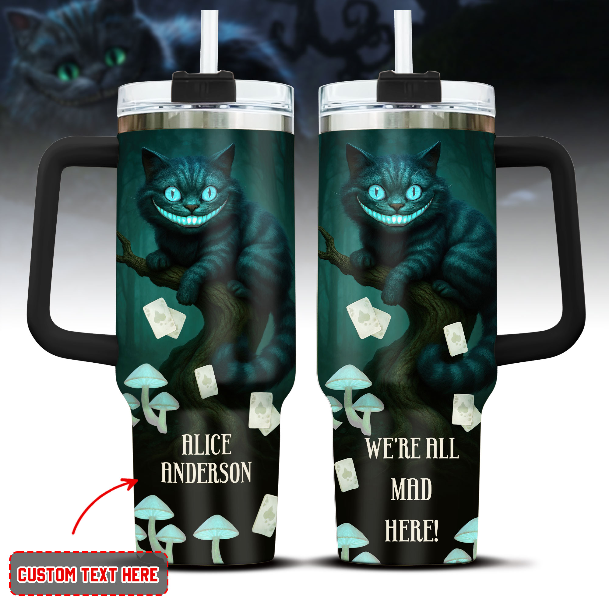 Cheshire Cat x Alice in Wonderland Cartoon Custom Stanley Cup 40 oz 30 oz Tumbler With HandleTVC230195