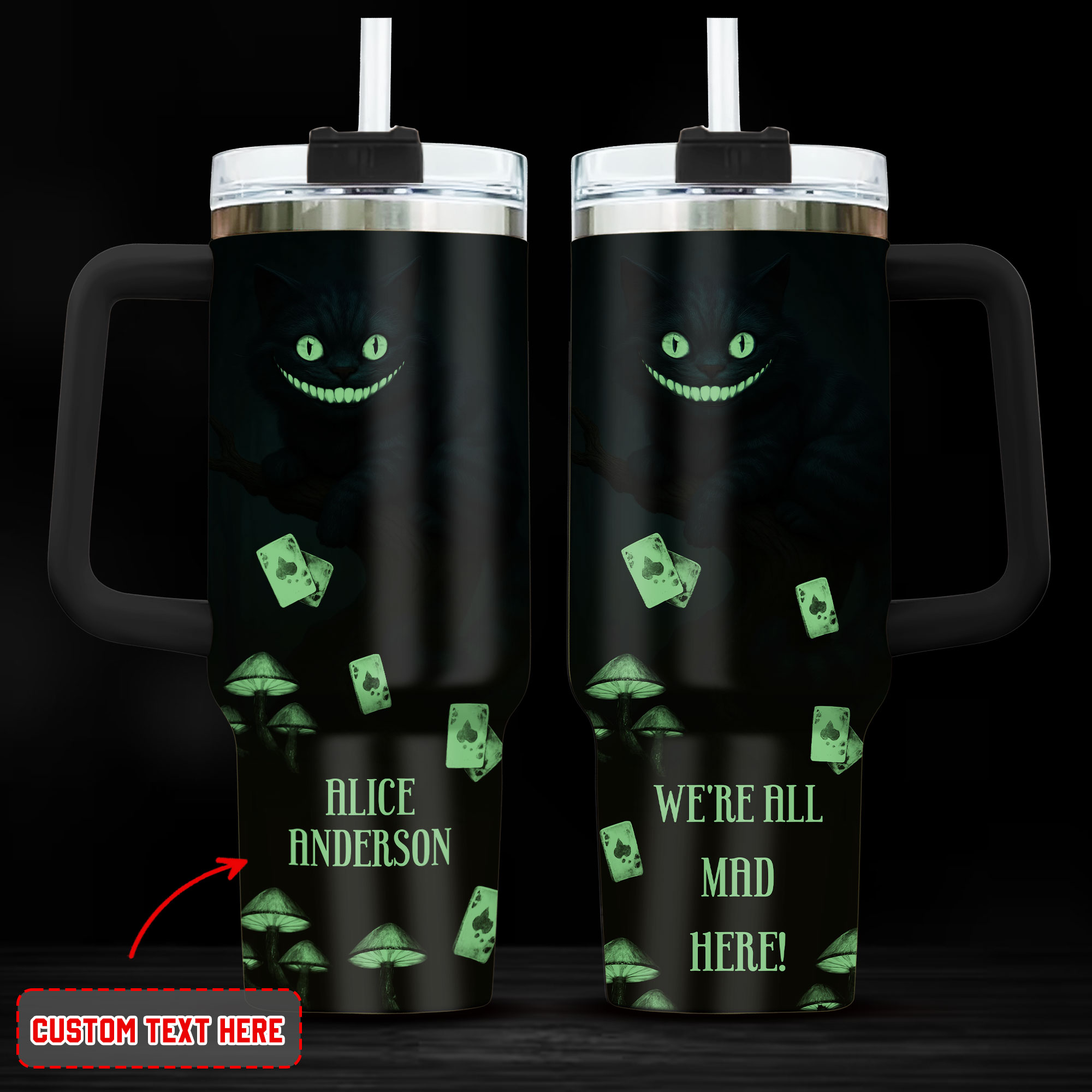 Cheshire Cat x Alice in Wonderland Cartoon Custom Stanley Cup 40 oz 30 oz Tumbler With HandleTVC230195