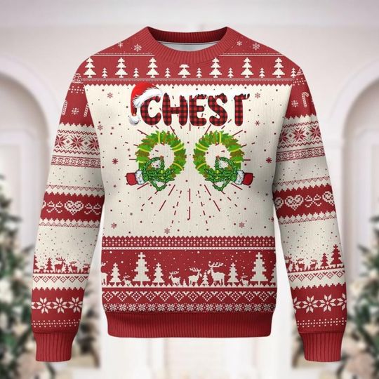 Chest Nuts Ugly Christmas Sweater, Funny Christmas Sweatshirt - Image 6