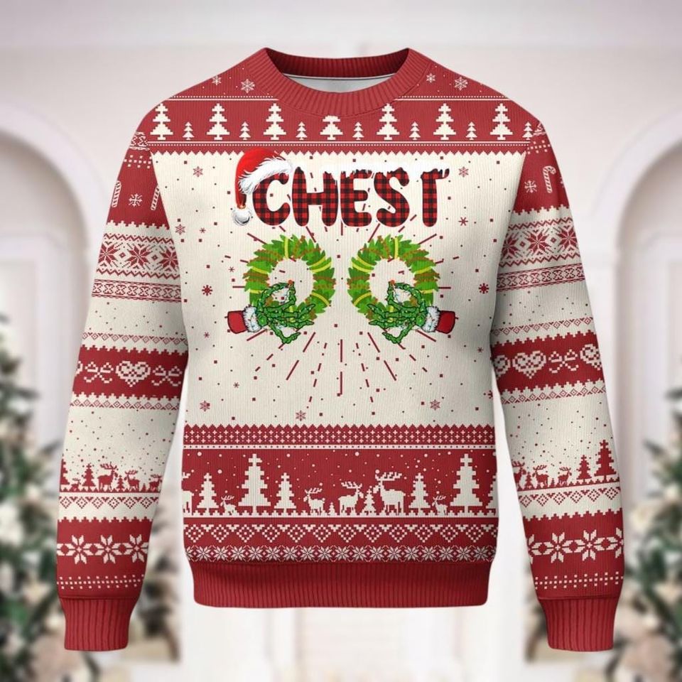 Chest Nuts Ugly Christmas Sweater, Funny Christmas Sweatshirt - Image 2