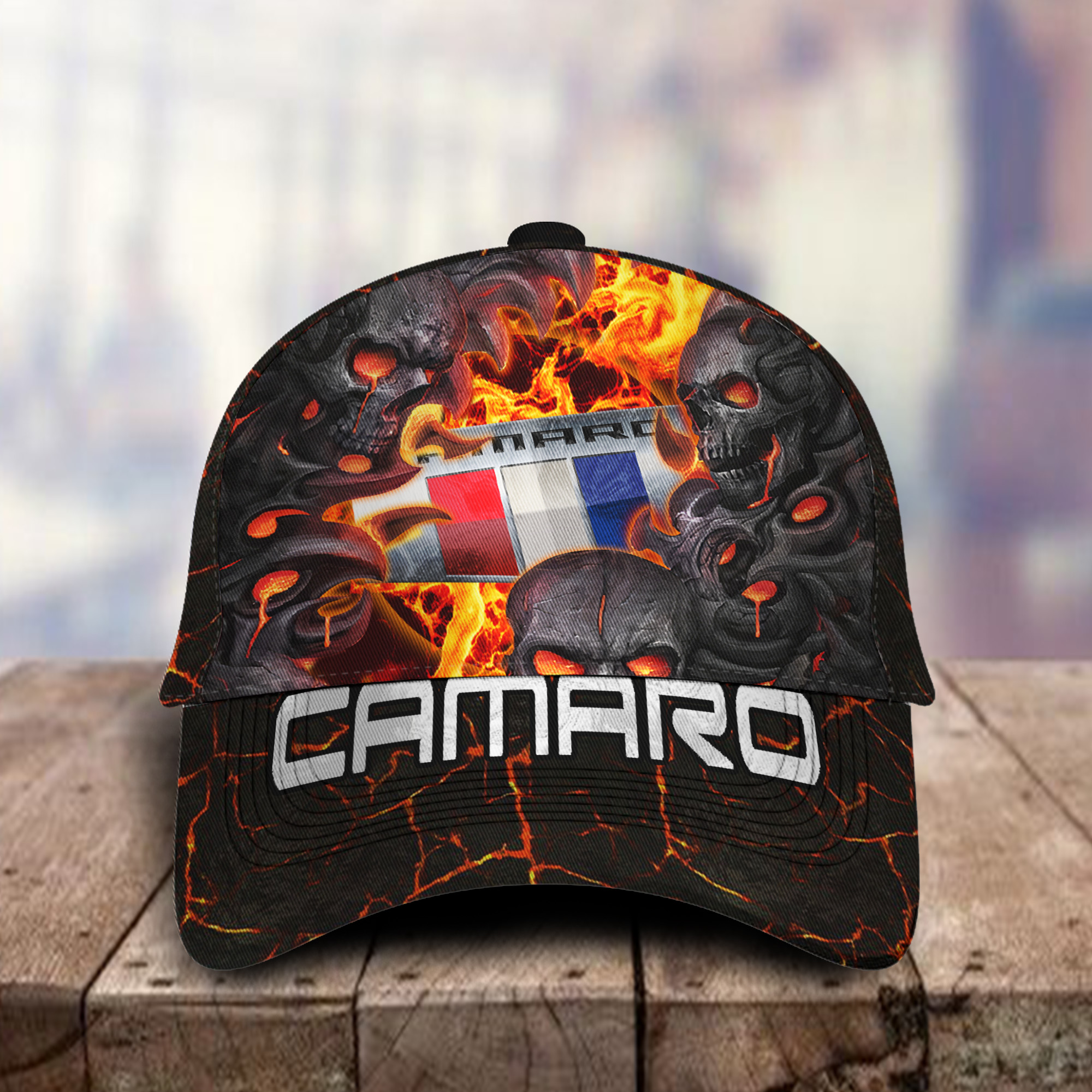 Chevrolet Camaro 3D Classic Cap Skull Fire Car Motor Brand Hats Trucker Hats Custom Hats Gifts For Men & Women