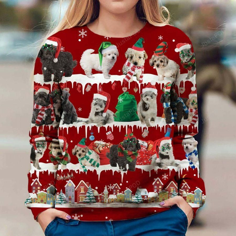 Chi-Poo Dog Ugly Christmas Sweater Adult 3D Funny Matching for family
