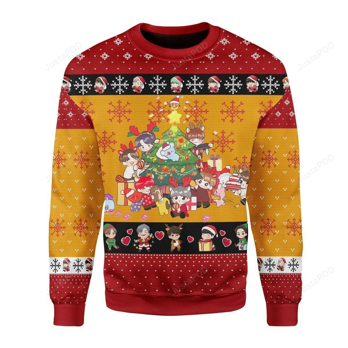 Chibi Bts Ugly Christmas Sweater Adult 3D Funny Matching for family
