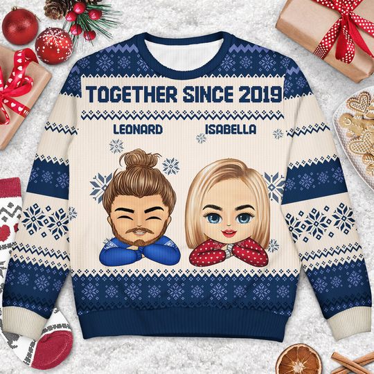 Chibi - Christmas, Funny Gift For Family, Couple, Dad, Mom, Grandpa, Grandma - Personalized Unisex Ugly Sweatshirt - Image 6