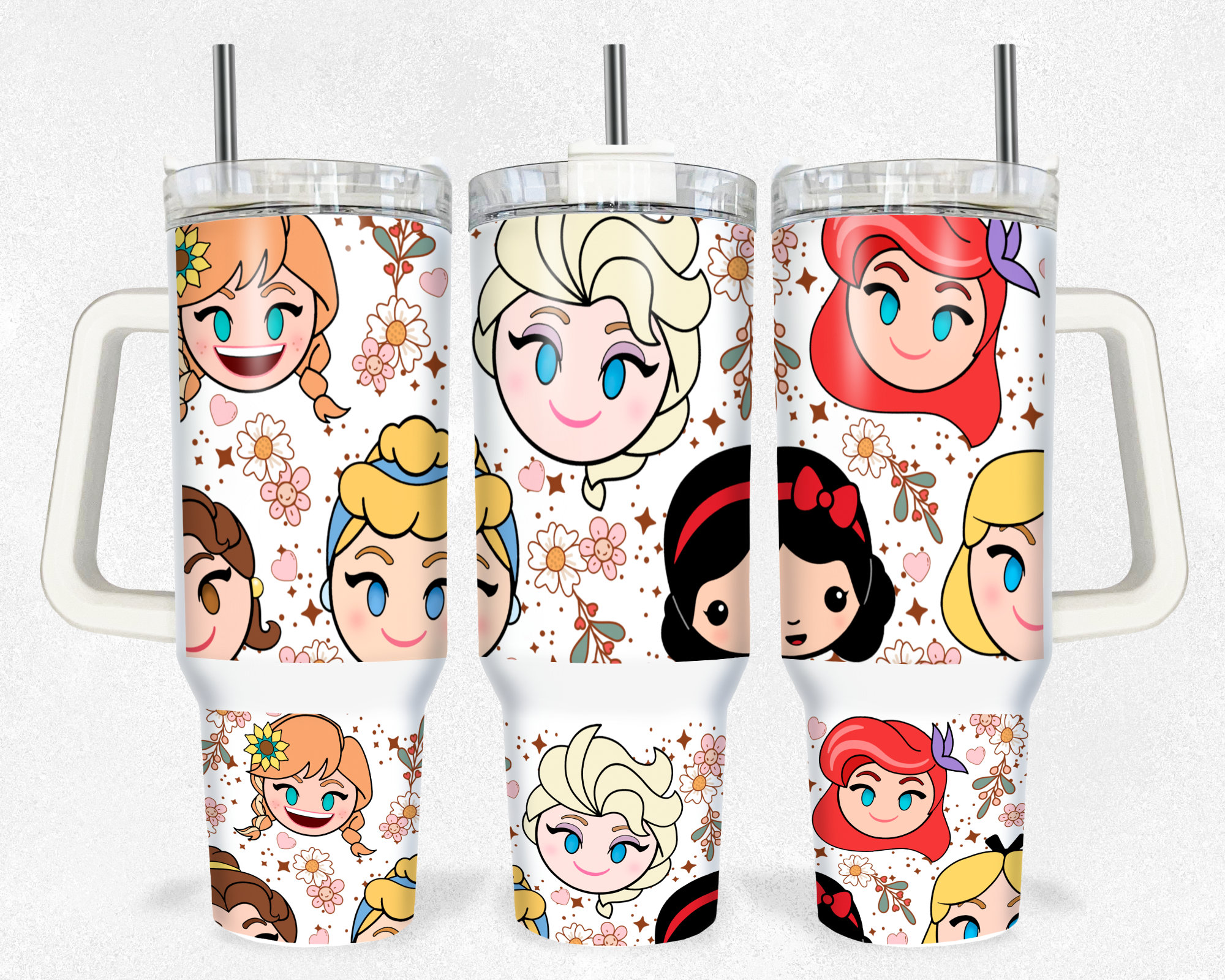 Chibi Disney Princesses Cartoon Custom Stanley Cup 40 oz 30 oz Tumbler With HandleTVC2301155