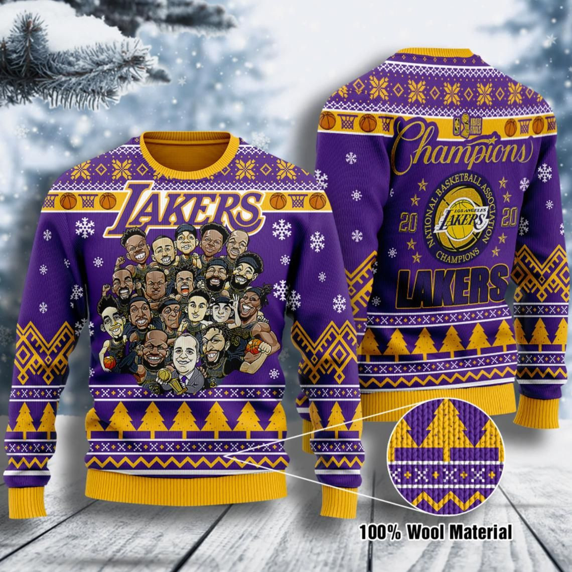 Chibi Los Angeles Lakers Champions For Unisex Ugly Christmas Sweater Adult 3D Funny Matching for family