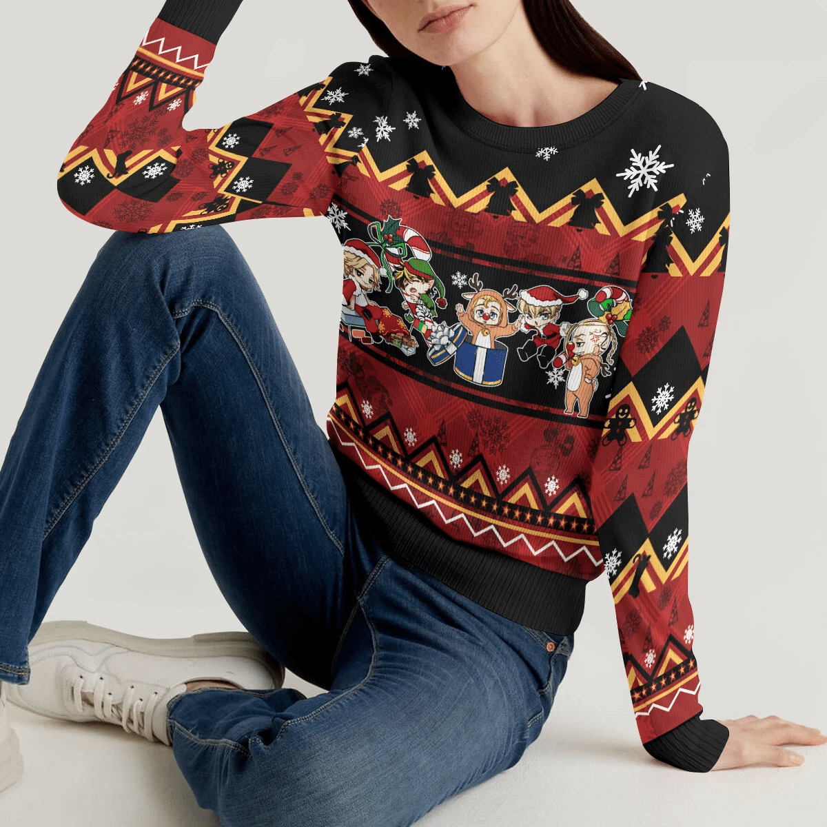 Chibi Revengers Xmas Ugly Christmas Sweater Adult 3D Funny Matching for family - Image 5