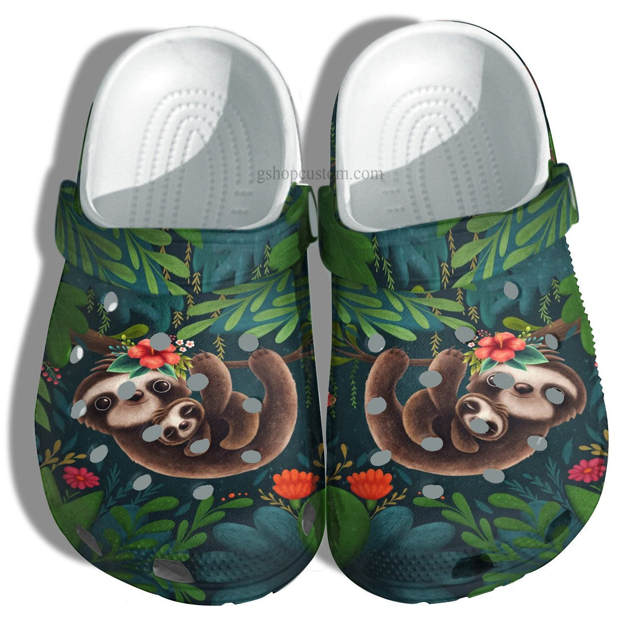 Chibi Sloth Mom Shoes - Baby Sloth Mom First Mother Day Shoes Croc Clogs Jungle Camping Gift